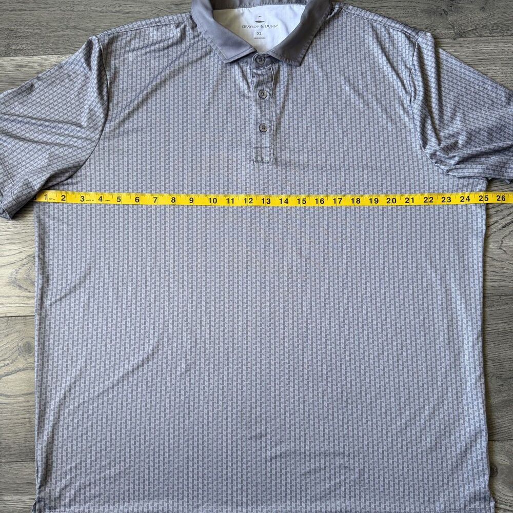 Grayson & Dunn Men's Gray and White Geometric Performance Golf Polo - Size XL - Picture 6 of 7